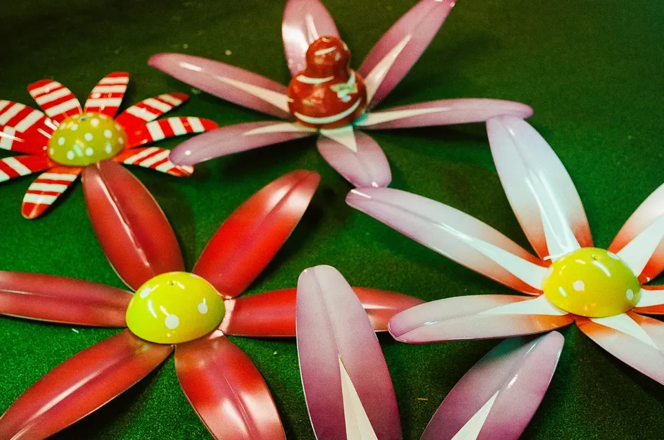 Hand-painted metal flowers
