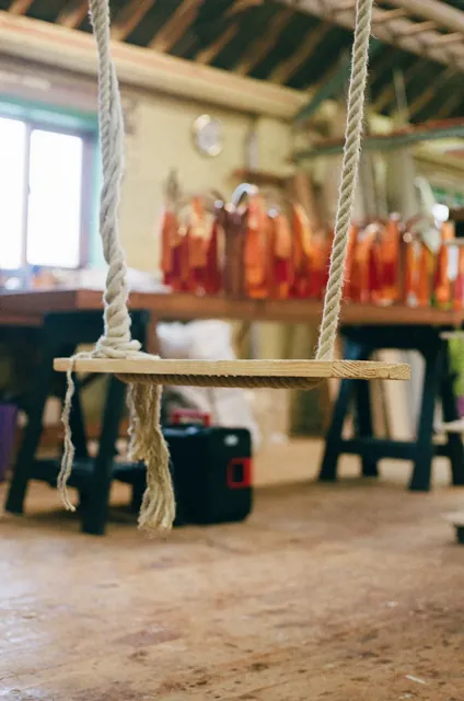 A rope swing in the workshop