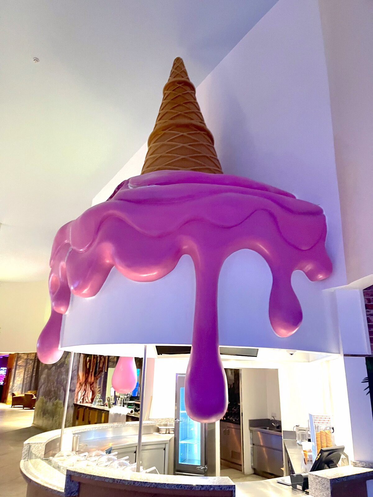 Manufactured form of the giant ice cream cone — built in the workshop before install